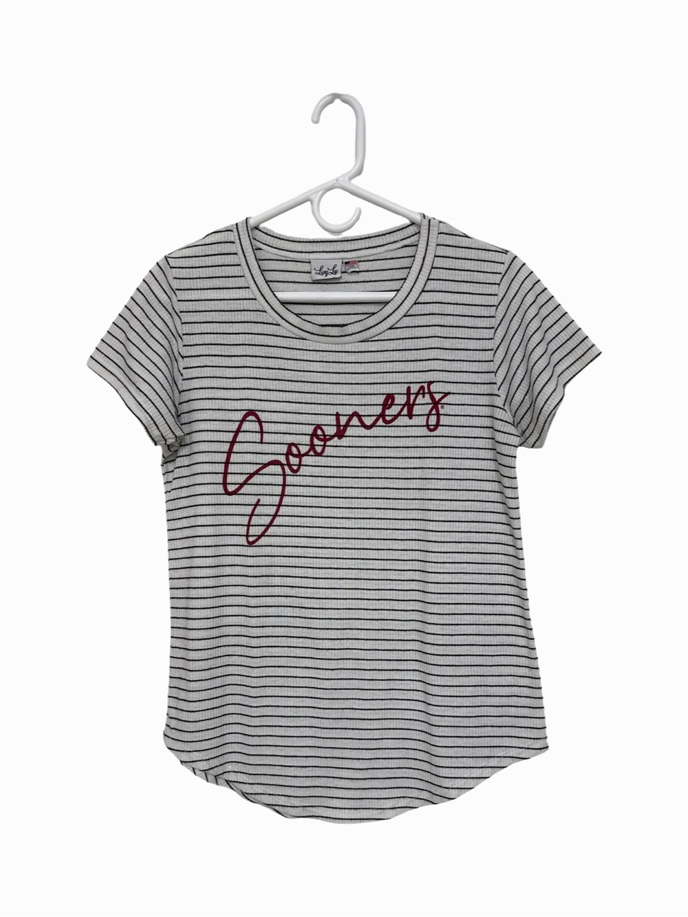 Livy Lu Oklahoma OU “Sooners” Stripe Crewneck Tee Women’s Medium